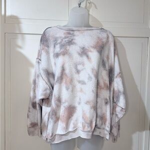 Free People Tie-Dye Sweater in Cream and Brown